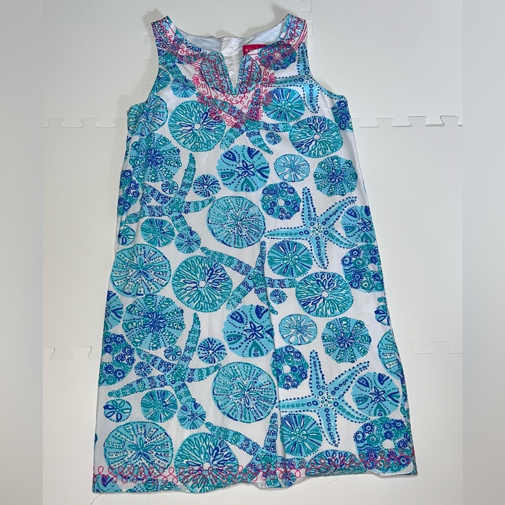 Lily Pulitzer Dress sand dollar star fish Girls xl 14-16
